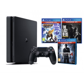 Pack: PS4 Slim 1 TB + Dual Shock 4 + Ratchet + The Last of Us + Uncharted 4 B