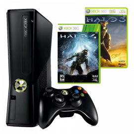 Pack: Xbox360 Slim 250 Gb + Mando + Halo 3 + Halo 4 B
