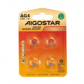 Pila de Boton AG4 LR66 de 1,5V 4 Unidades Aigostar