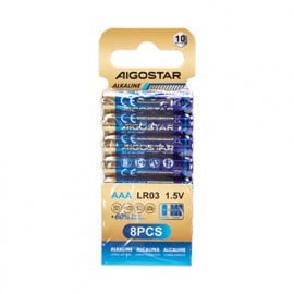 Pila Alcalina LR03 AAA Pack 8 Unidades Aigostar