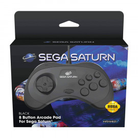 Mando Mini 8-B Retro-Bit Negro Sega Saturn